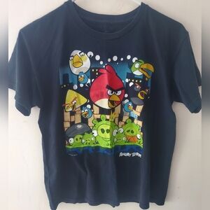 Angry Birds Boys Girl T-Shirt 14-16 Short Sleeve Crew Neck Stretch Black Graphic